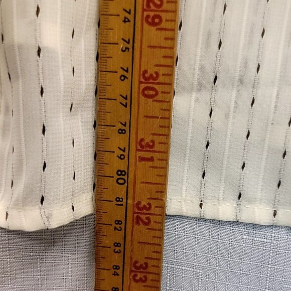 Maggie Barnes Womens Plus Size 2X White Striped Button-Up Blouse Flowy Sheer - Picture 8 of 8